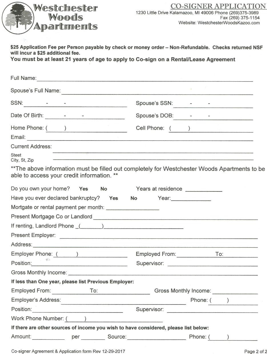 Can You Get An Apartment At 17 With A Cosigner Co Signer Form